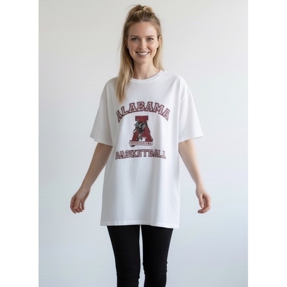 Alabama Crimson Tide Womens 3XL 90s Style Basketball T‎ Shirt Comfort Colors Ivy